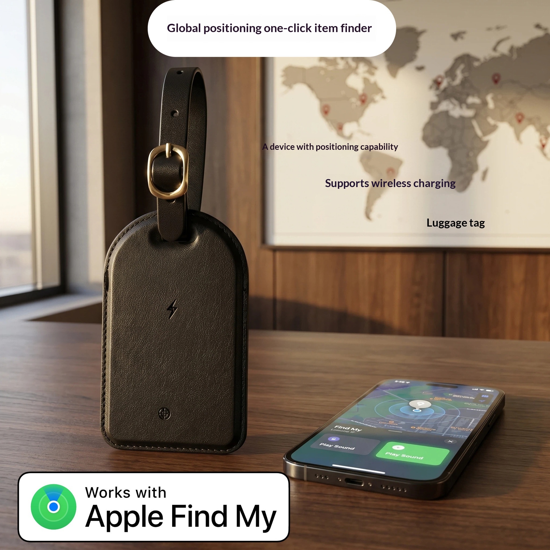 Mini Luggage Tracker with Leather Tag Case - Image 5